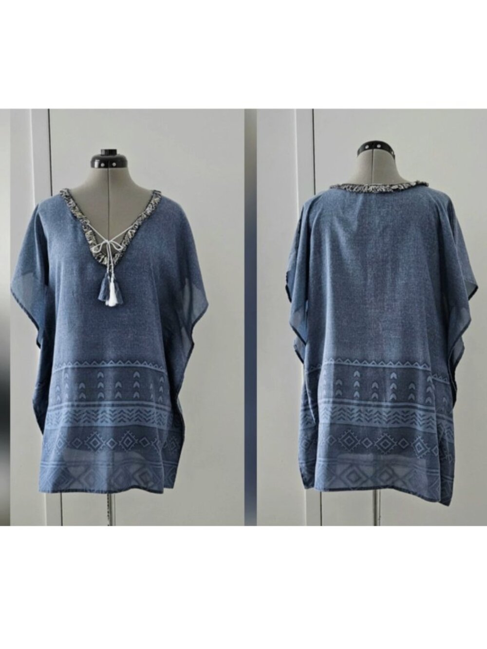 SURF GYPSY chic travel resort swimwear swim caftan kaftan coverup cover-up s - Picture 2 of 8